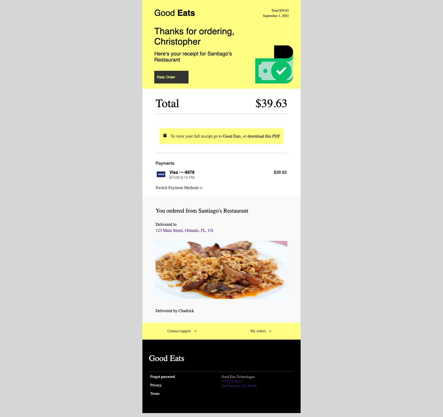 Good Eats Transactional Email
